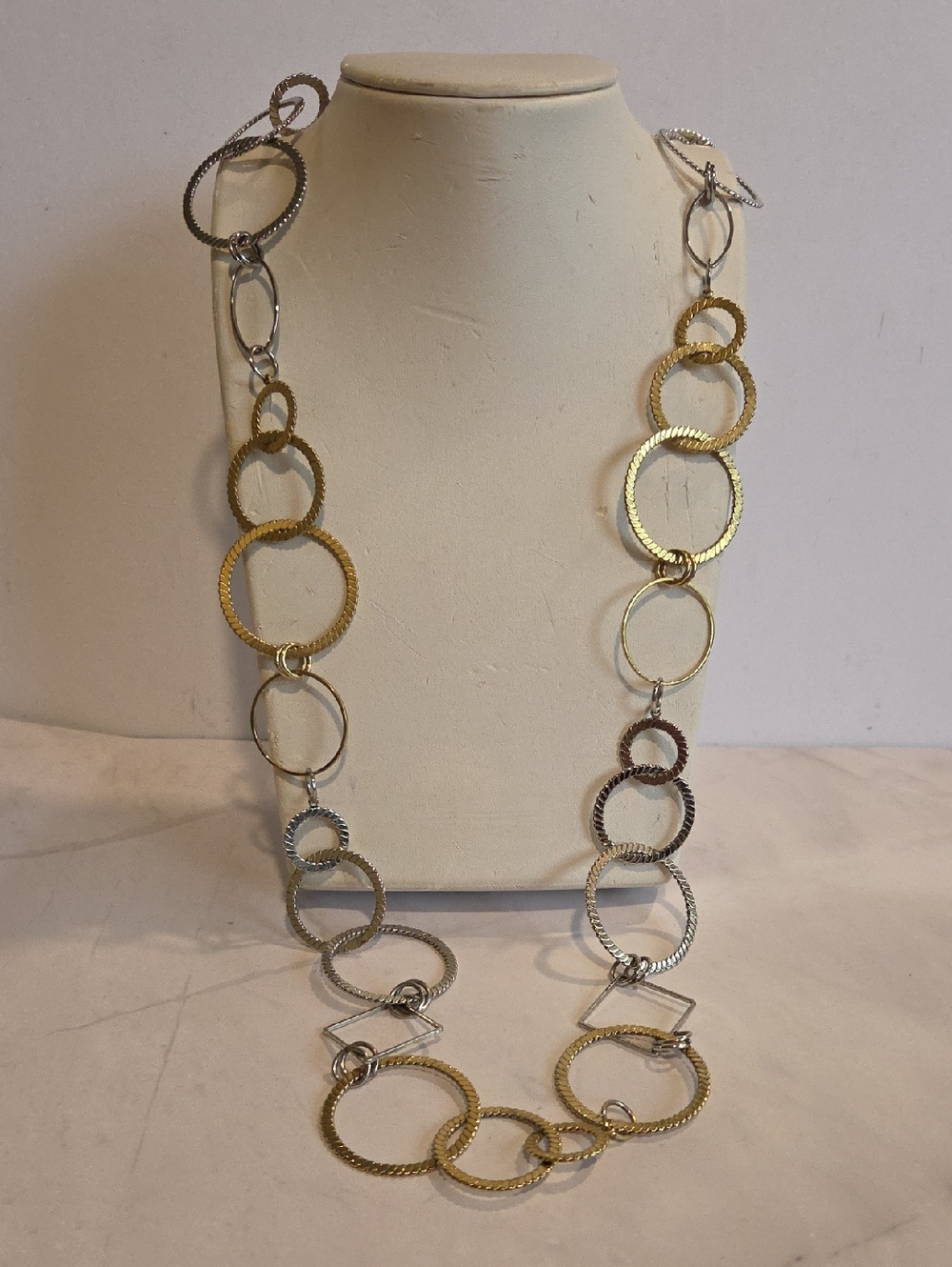 Lia Sophia Two-Tone Circle Link Necklace 34"
